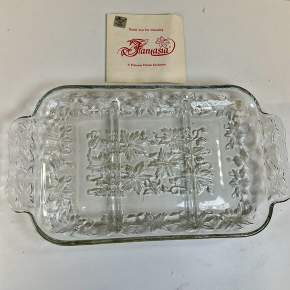Fantasia Princess House Exclusive 3 Section Crystal Serving Dish Original Box534 - Picture 3 of 9